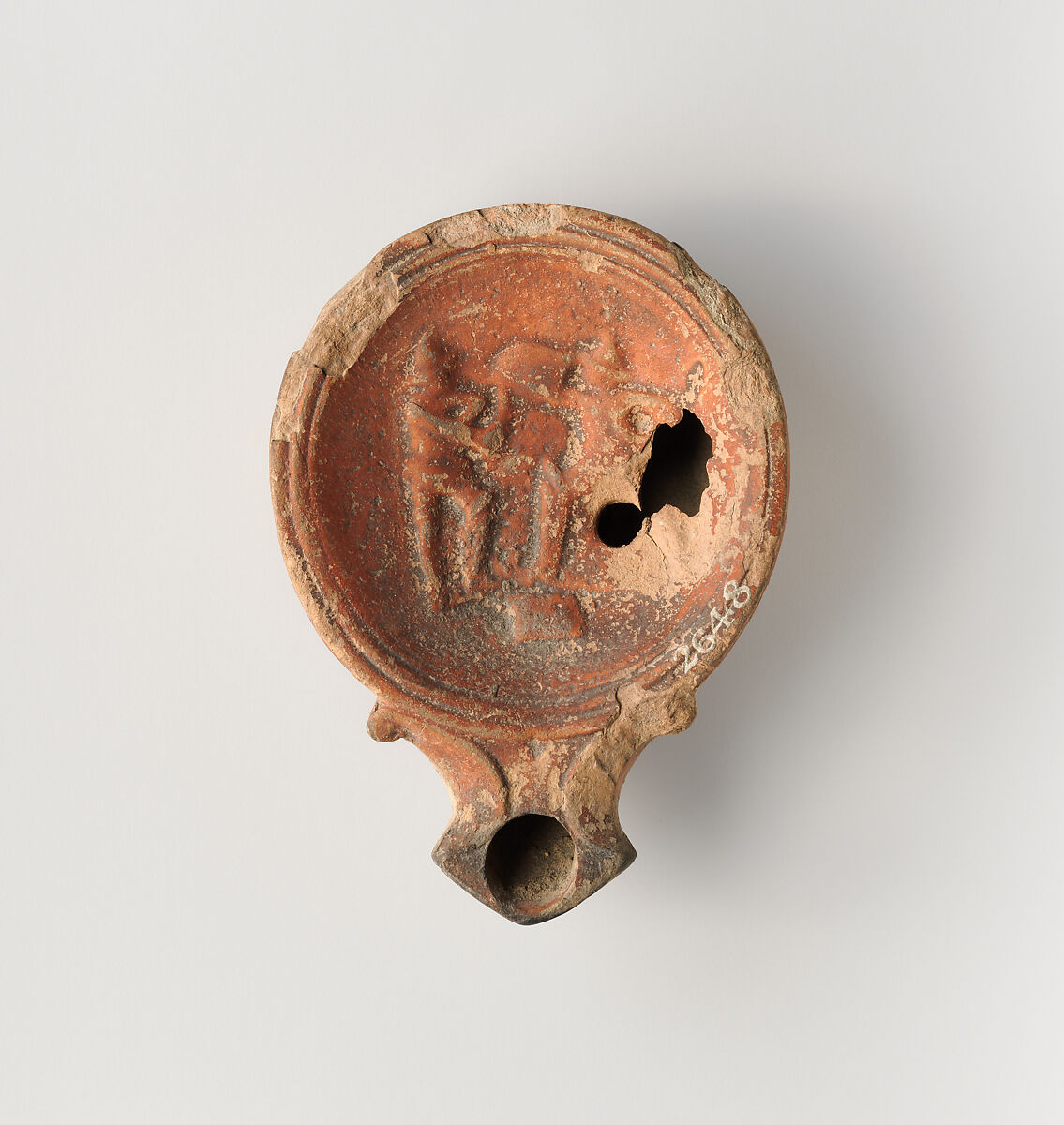 Terracotta oil lamp, Terracotta, Roman 