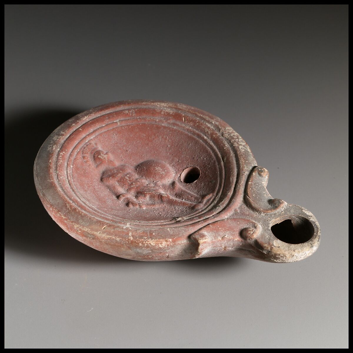 Terracotta oil lamp, Terracotta, Roman