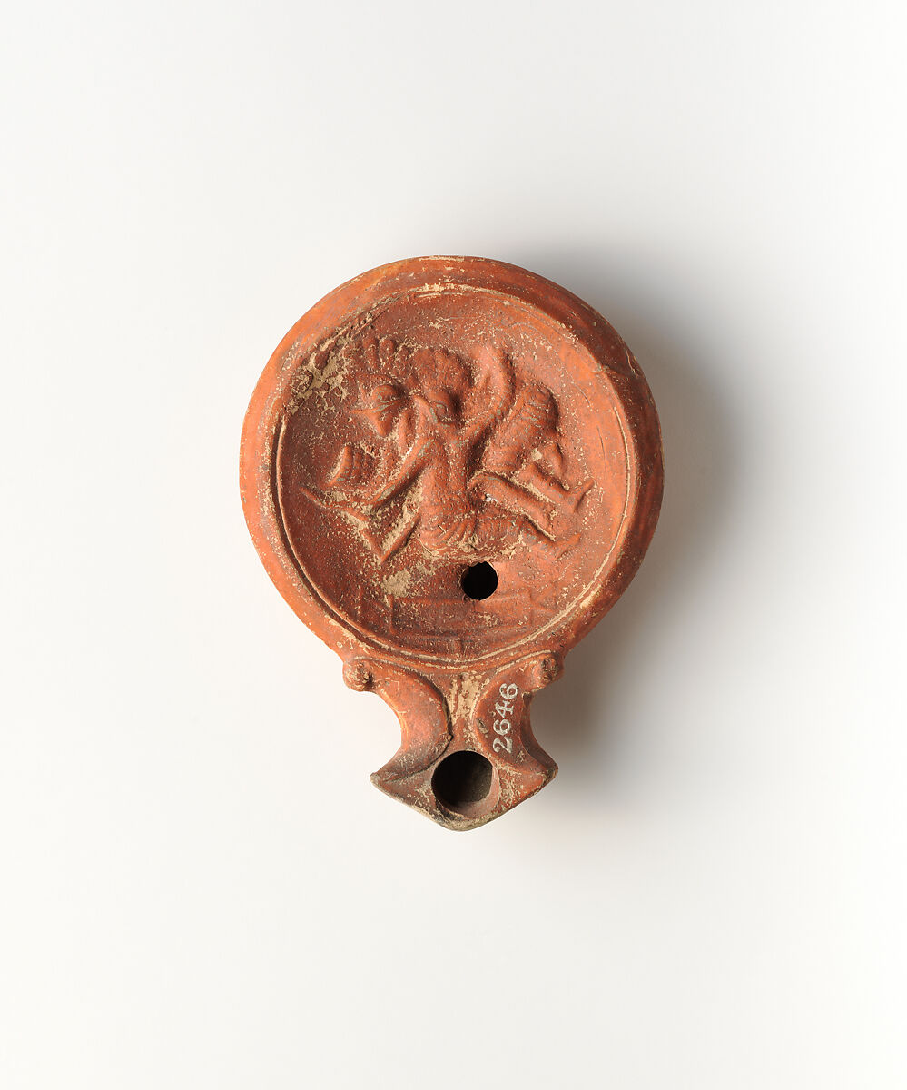 Terracotta oil lamp, Terracotta, Roman 