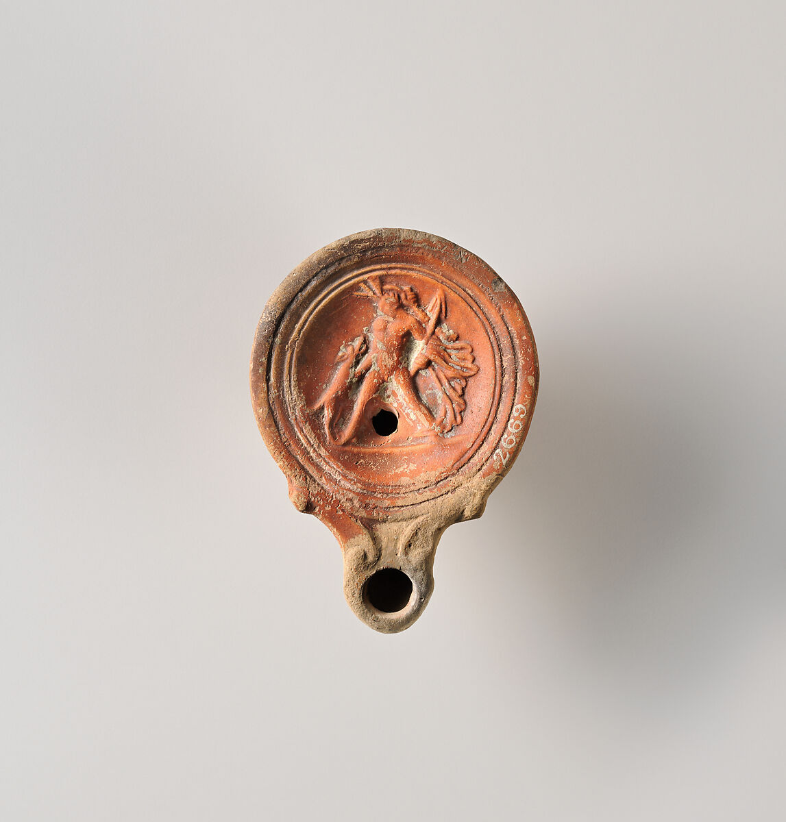 Terracotta oil lamp, Terracotta, Roman 