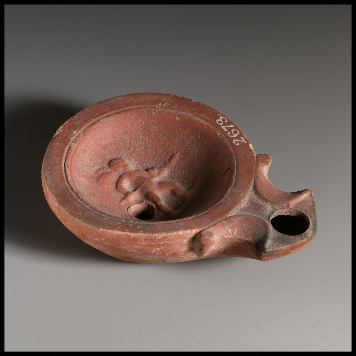 Terracotta oil lamp, Terracotta, Roman