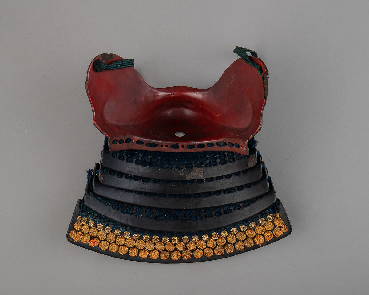 Chin Mask (Ho-ate) with Gorget, Iron, lacquer, silk, Japanese