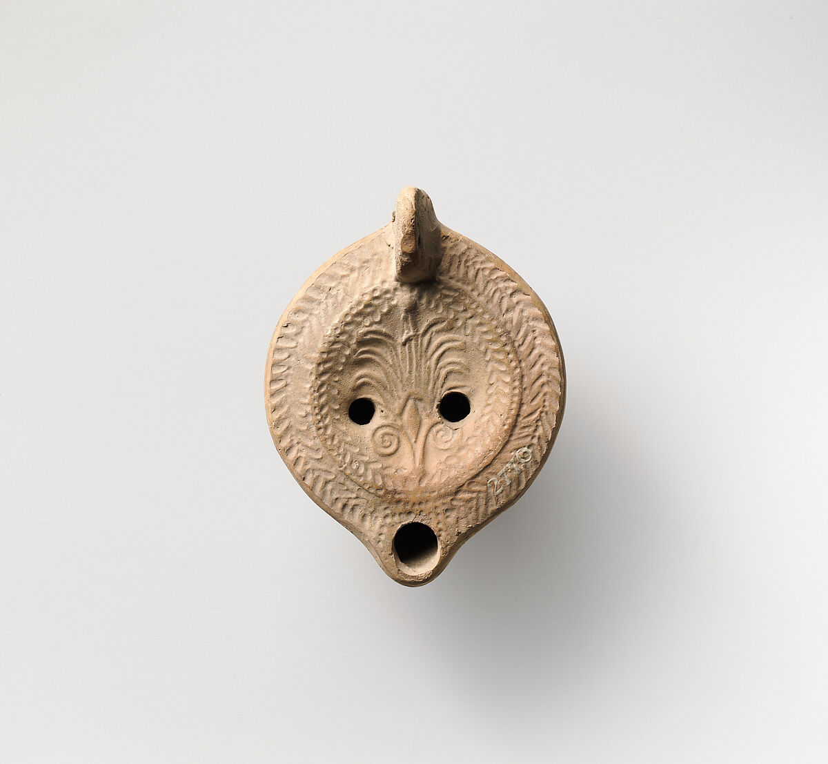 Terracotta oil lamp, Terracotta, Roman 