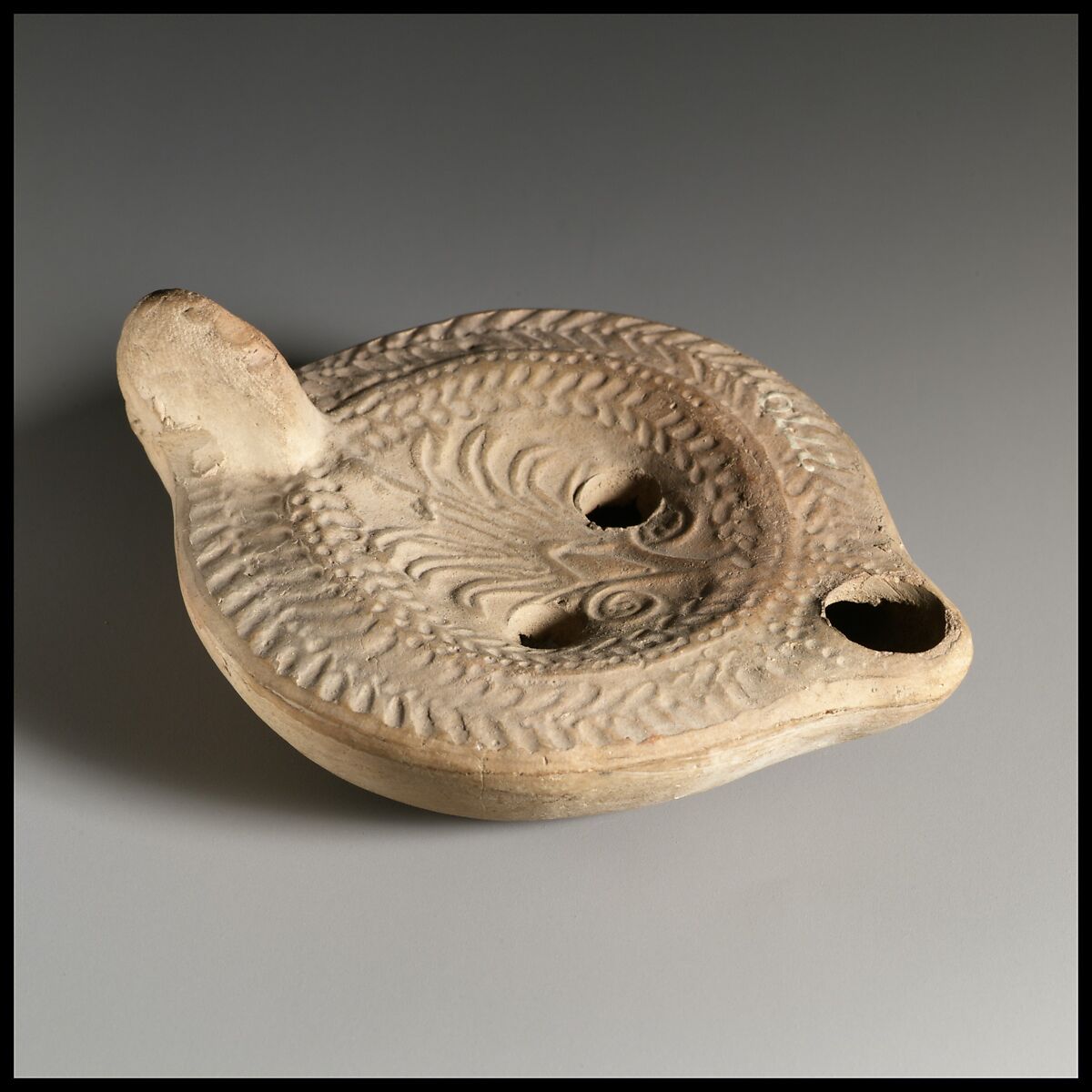 Terracotta oil lamp, Terracotta, Roman