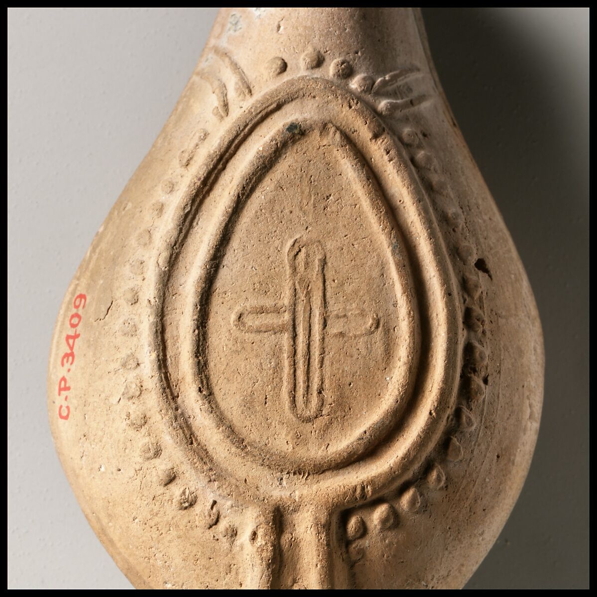 Terracotta oil lamp, Terracotta, Roman