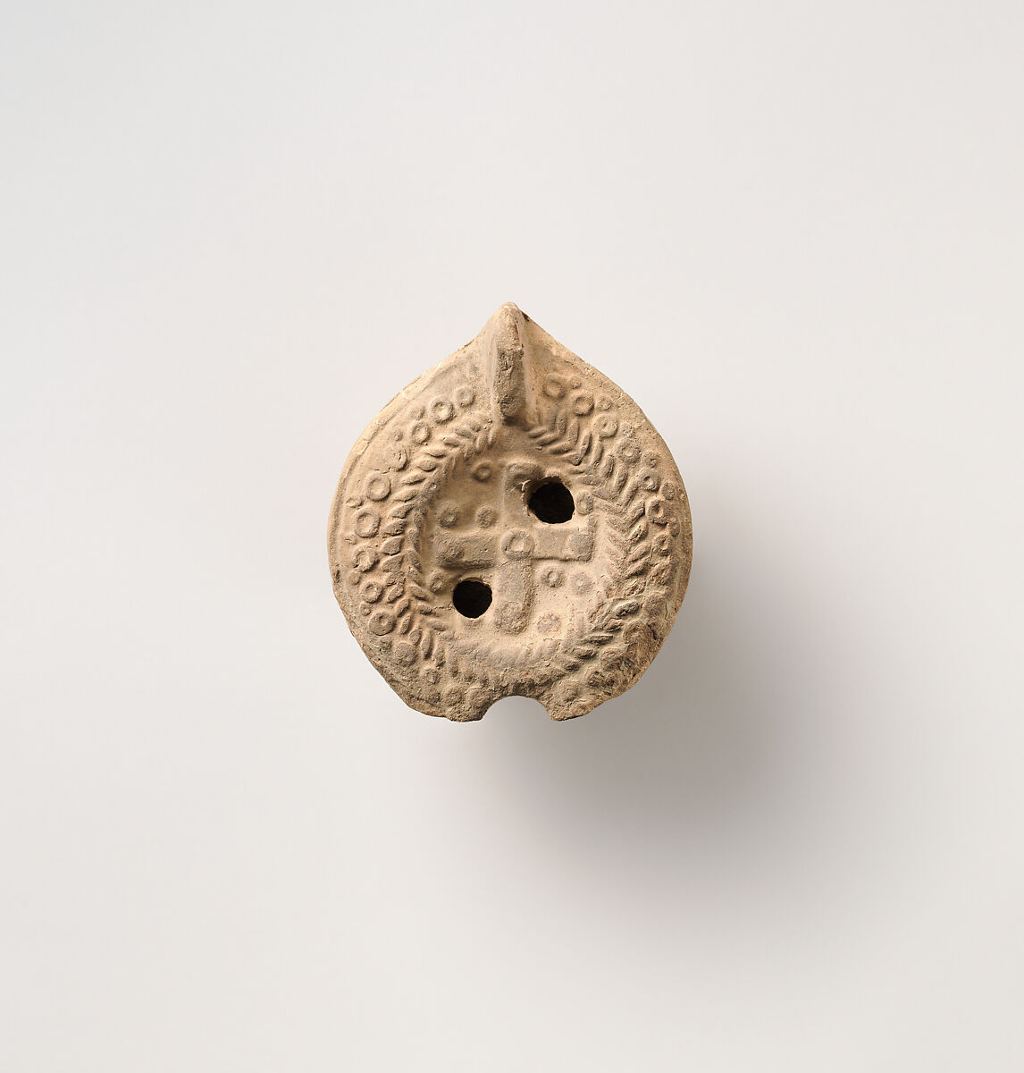 Terracotta oil lamp, Terracotta, Roman 