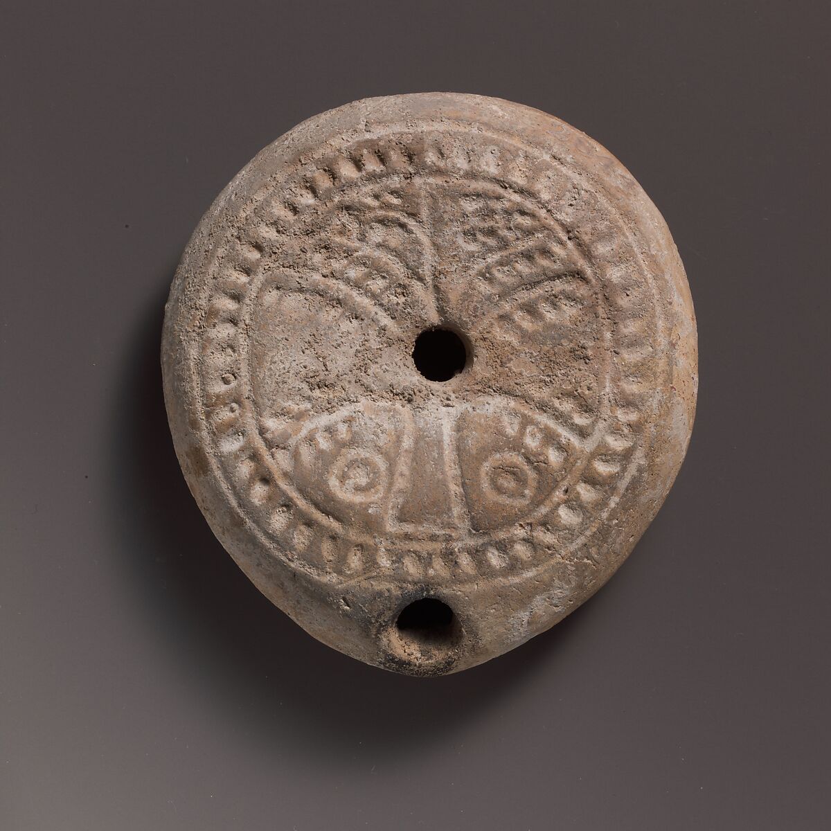 Terracotta oil lamp, Terracotta, Roman 