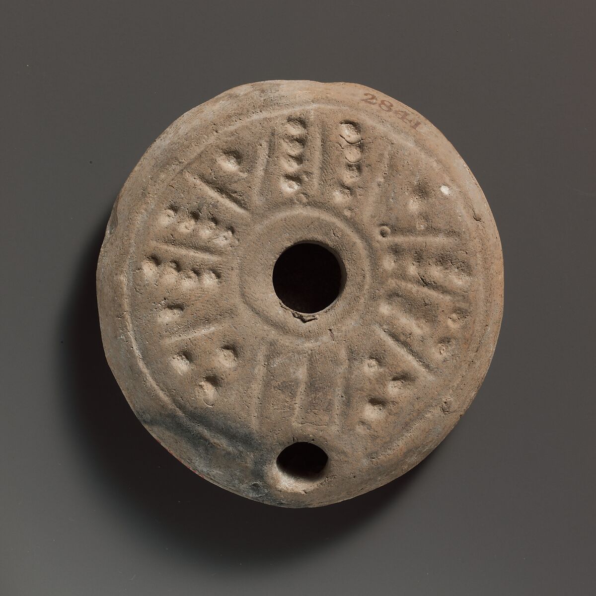 Terracotta oil lamp, Terracotta, Roman 