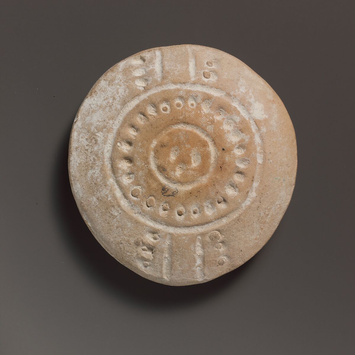 Terracotta oil lamp, Terracotta, Roman