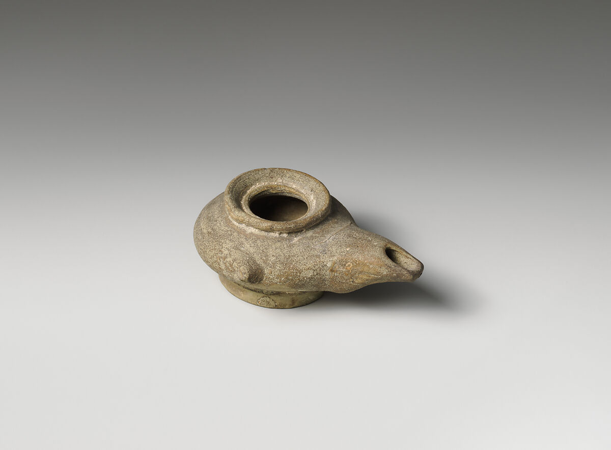 Terracotta oil lamp, Terracotta, Greek 