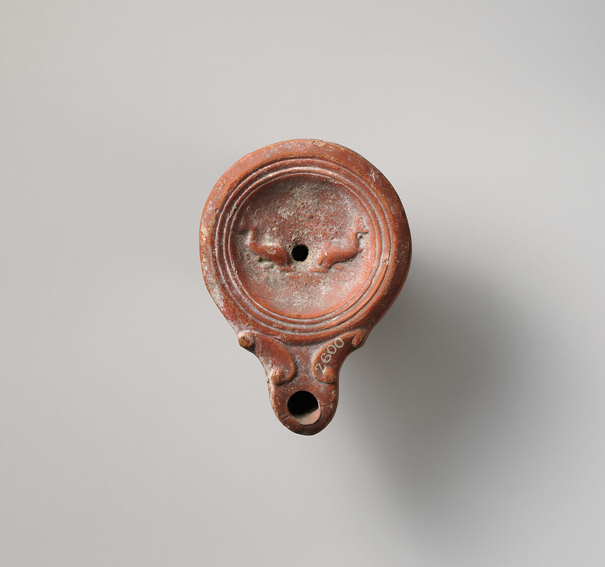 Terracotta oil lamp, Terracotta, Roman 