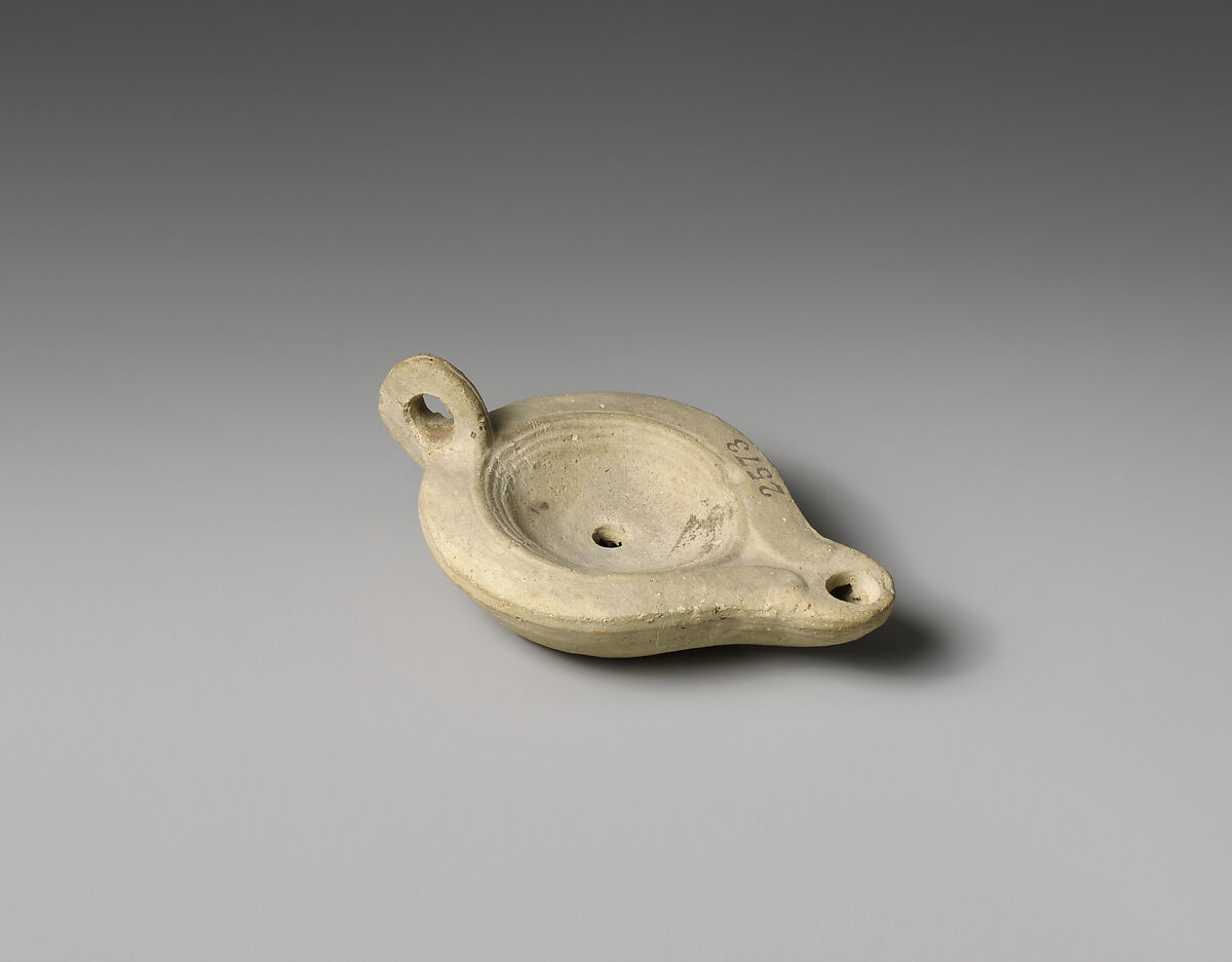 Terracotta oil lamp, Terracotta, Roman 