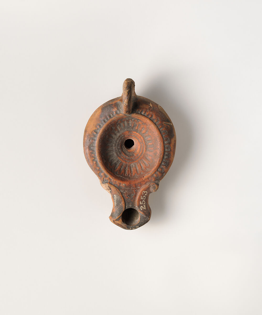 Terracotta oil lamp, Terracotta, Roman 