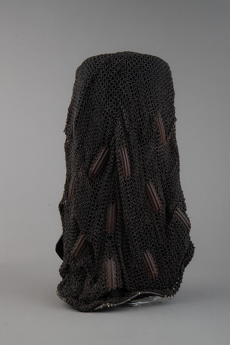 Full Mask (Sōmen) with Gorget and Mail Hood, Iron, lacquer, leather, silk, hemp, Japanese