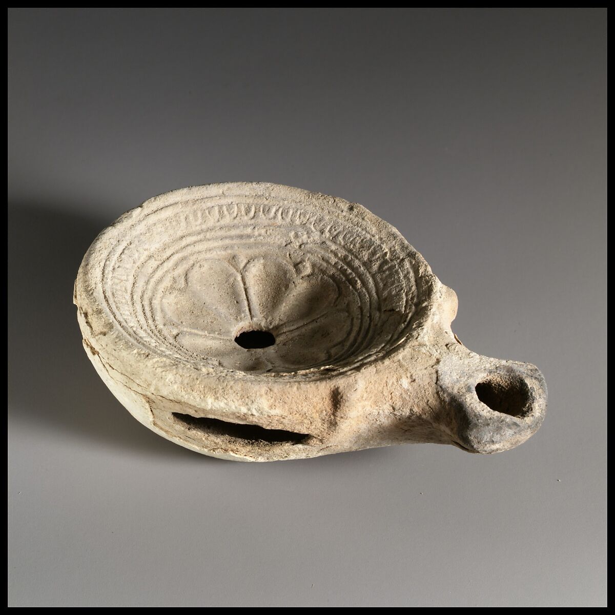 Terracotta oil lamp, Terracotta, Roman