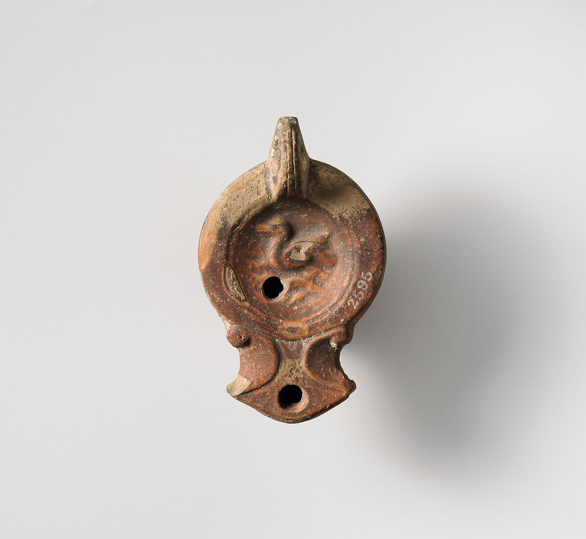 Terracotta oil lamp, Terracotta, Roman 