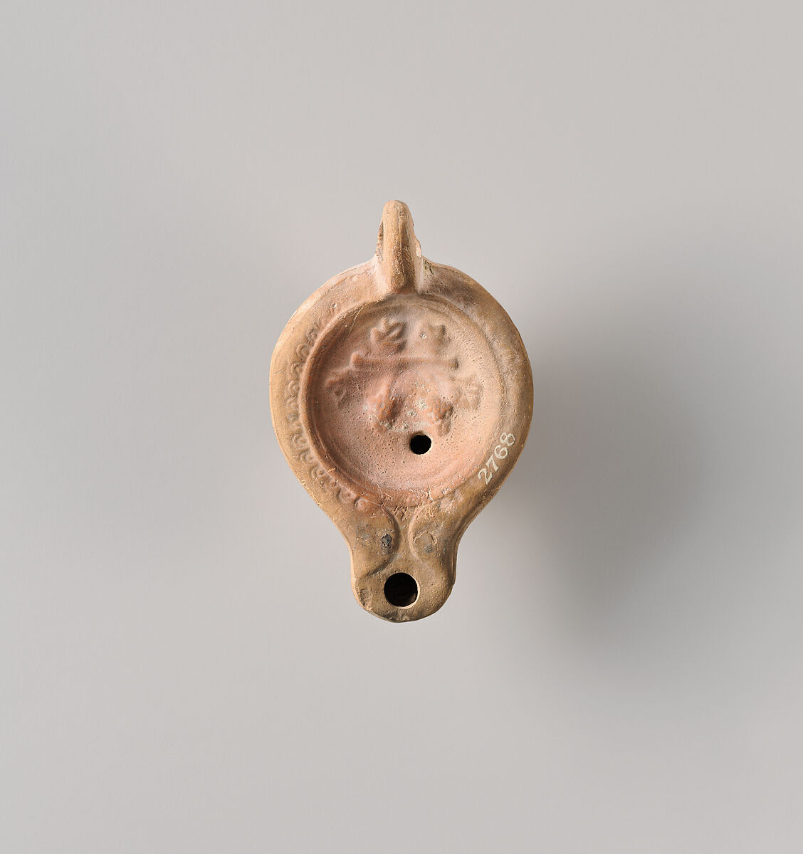 Terracotta oil lamp, Terracotta, Roman 