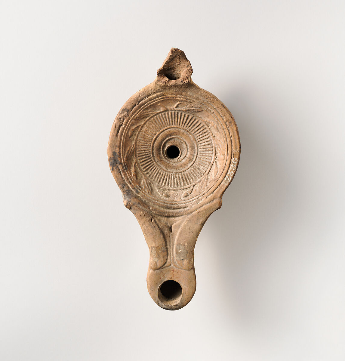 Terracotta oil lamp, Terracotta, Roman 