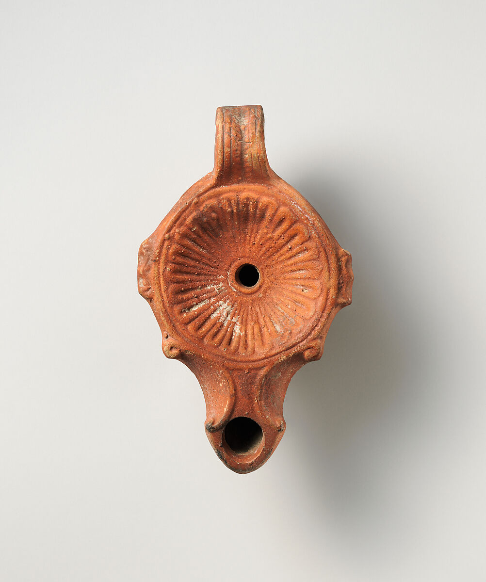 Terracotta oil lamp, Terracotta, Roman 