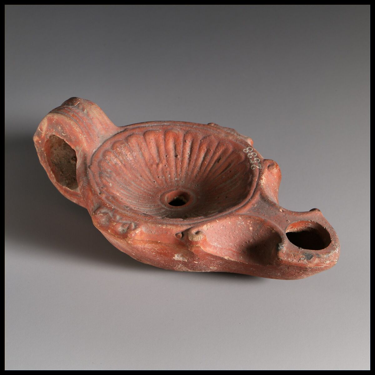 Terracotta oil lamp, Terracotta, Roman