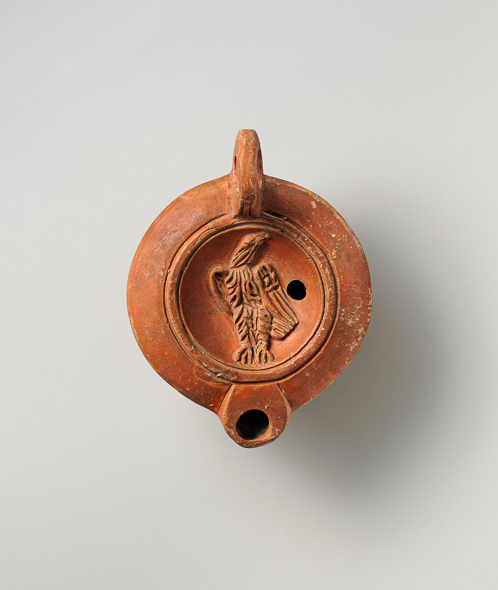 Terracotta oil lamp, Terracotta, Roman 