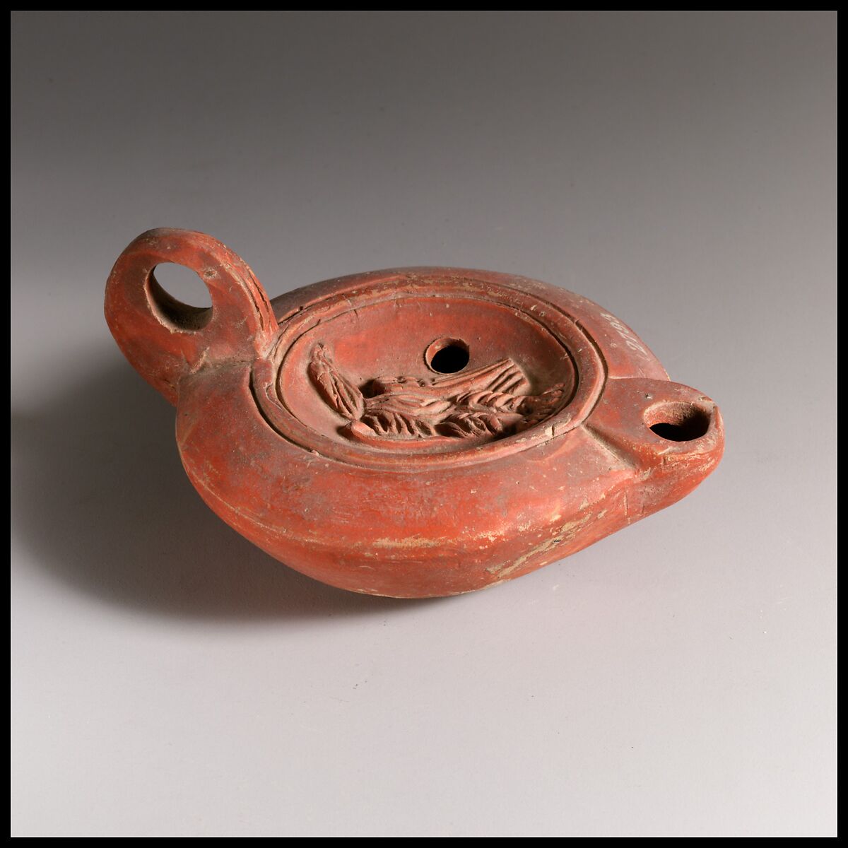 Terracotta oil lamp, Terracotta, Roman