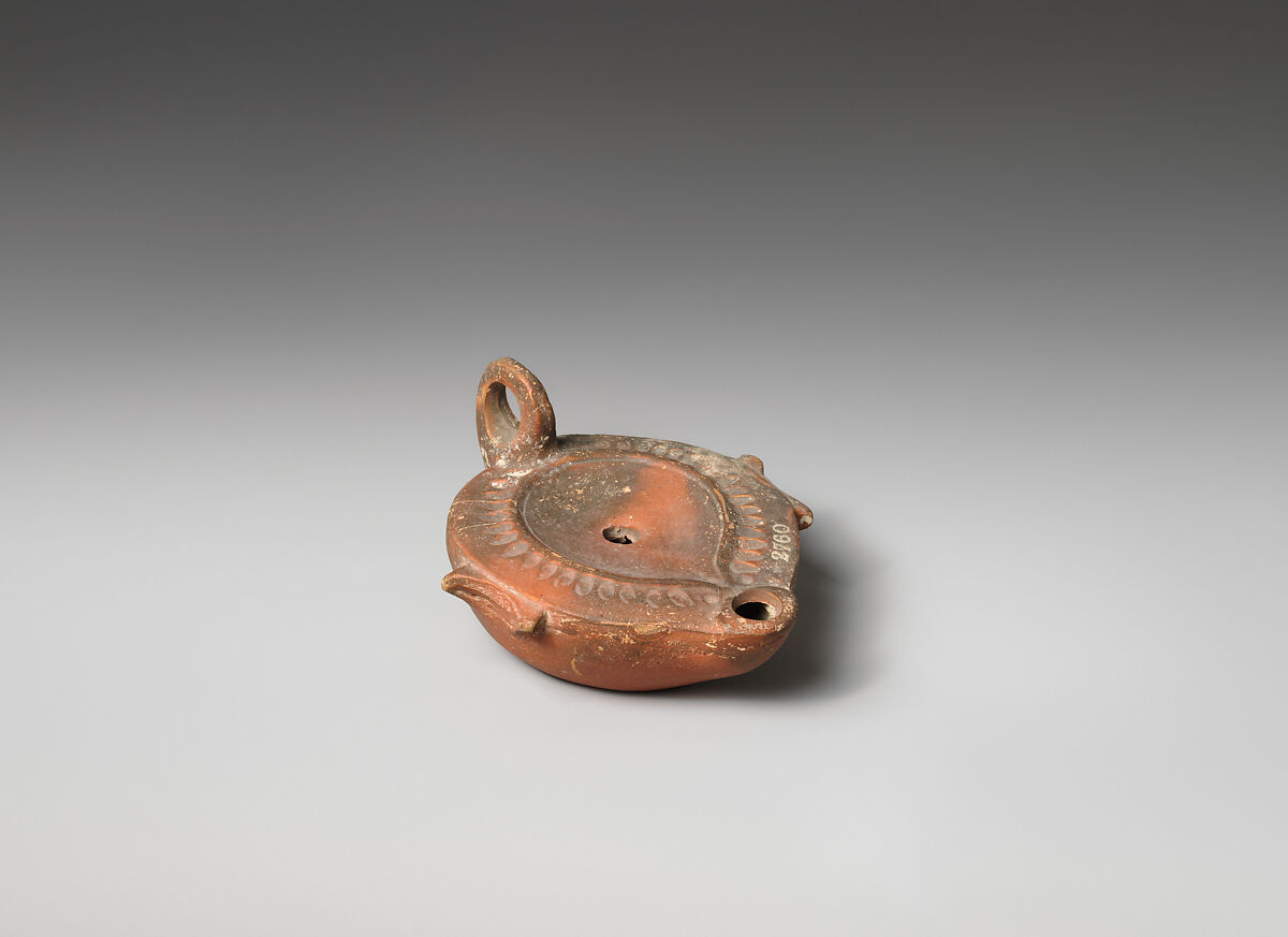 Terracotta oil lamp, Terracotta, Roman 