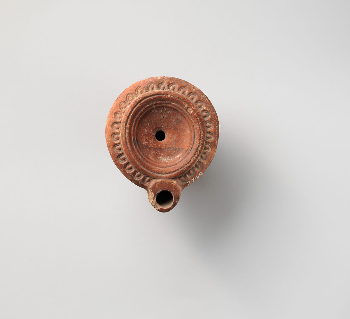 Terracotta oil lamp, Terracotta, Roman 