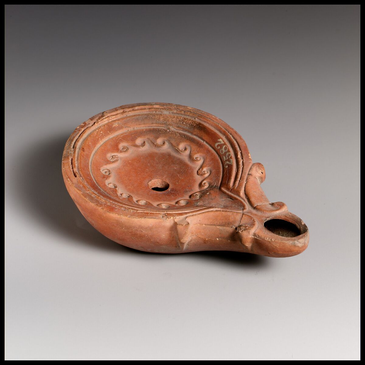 Terracotta oil lamp, Terracotta, Roman