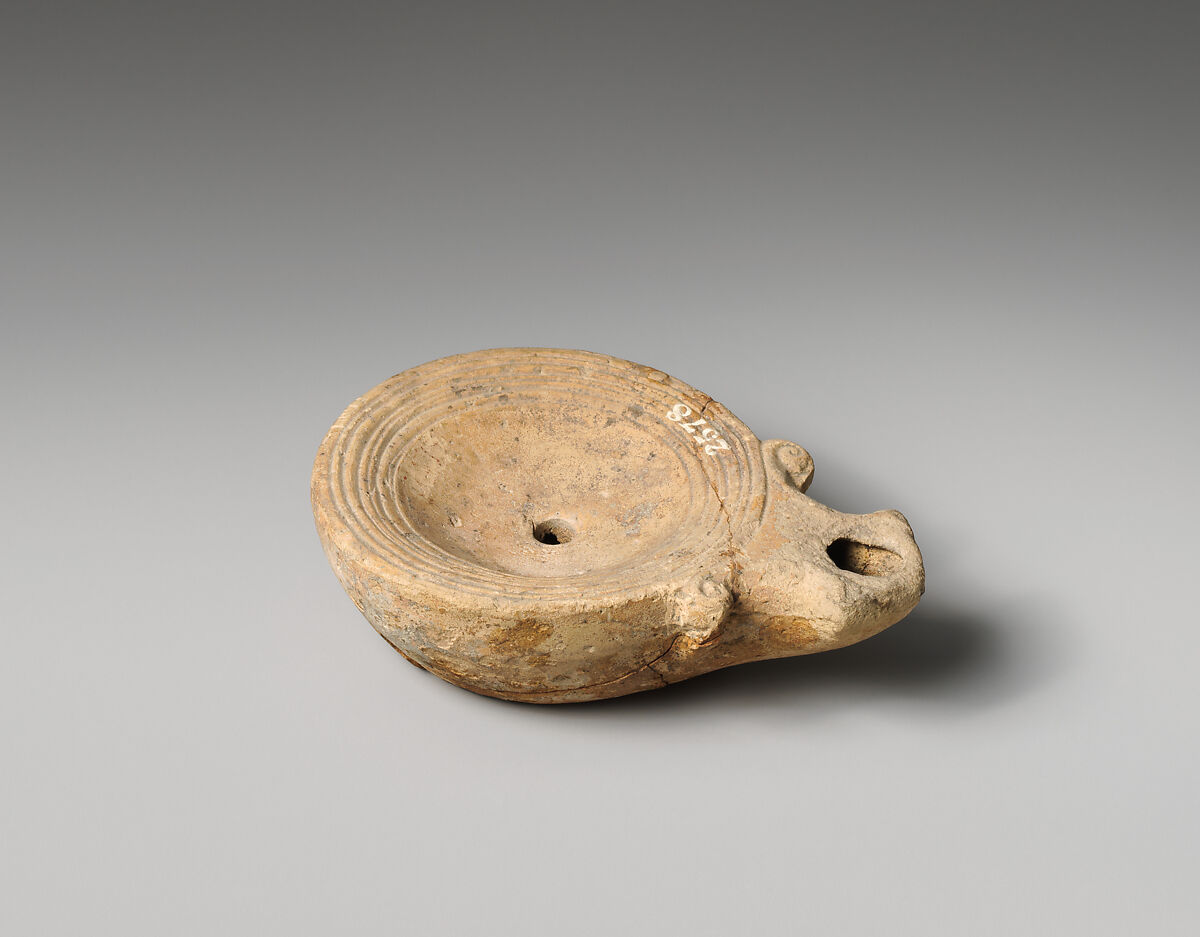 Terracotta oil lamp, Terracotta, Roman 