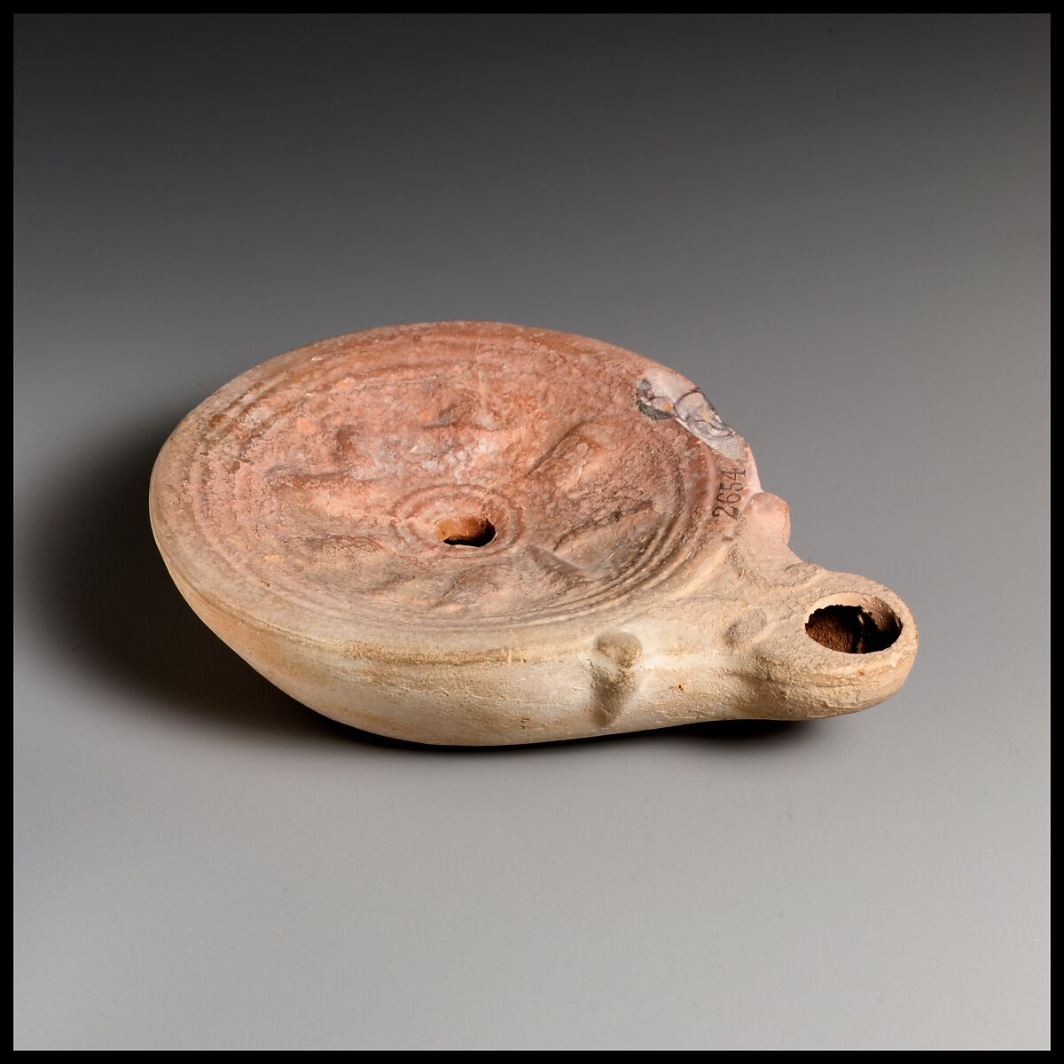 Terracotta oil lamp, Terracotta, Roman