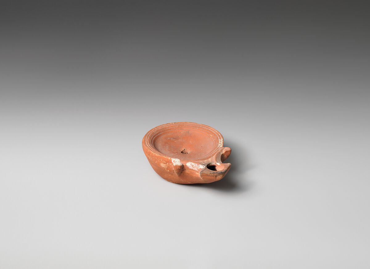 Terracotta oil lamp, Terracotta, Roman 