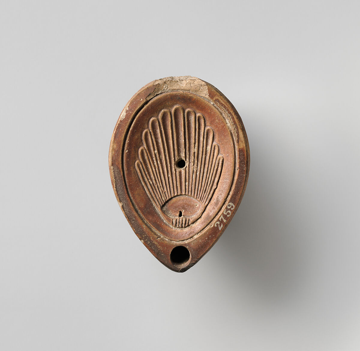 Terracotta oil lamp, Terracotta, Roman 