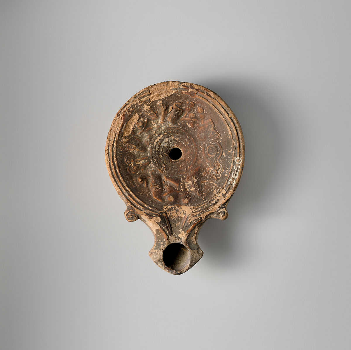 Terracotta oil lamp, Terracotta, Roman 