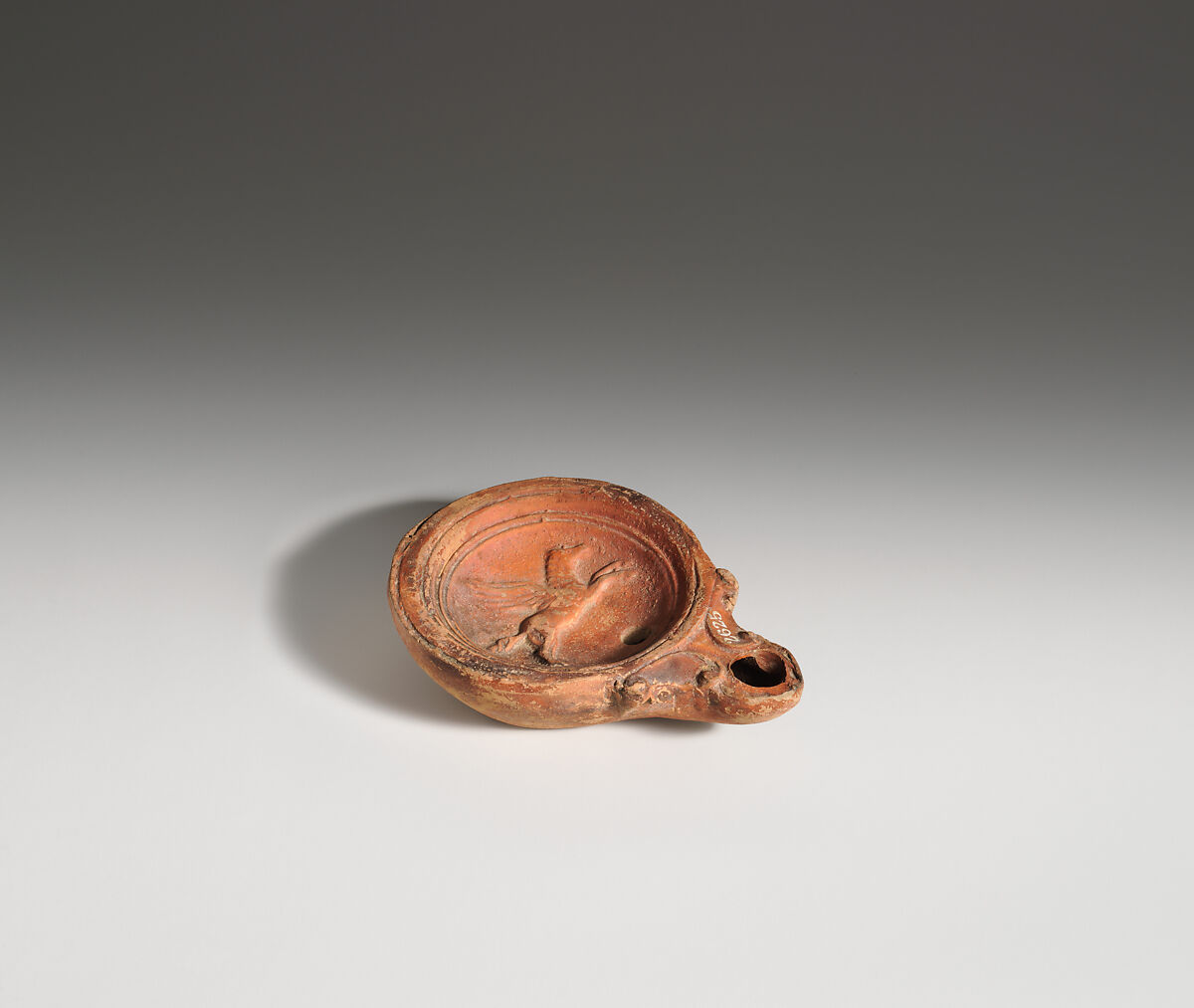 Terracotta oil lamp, Terracotta, Roman