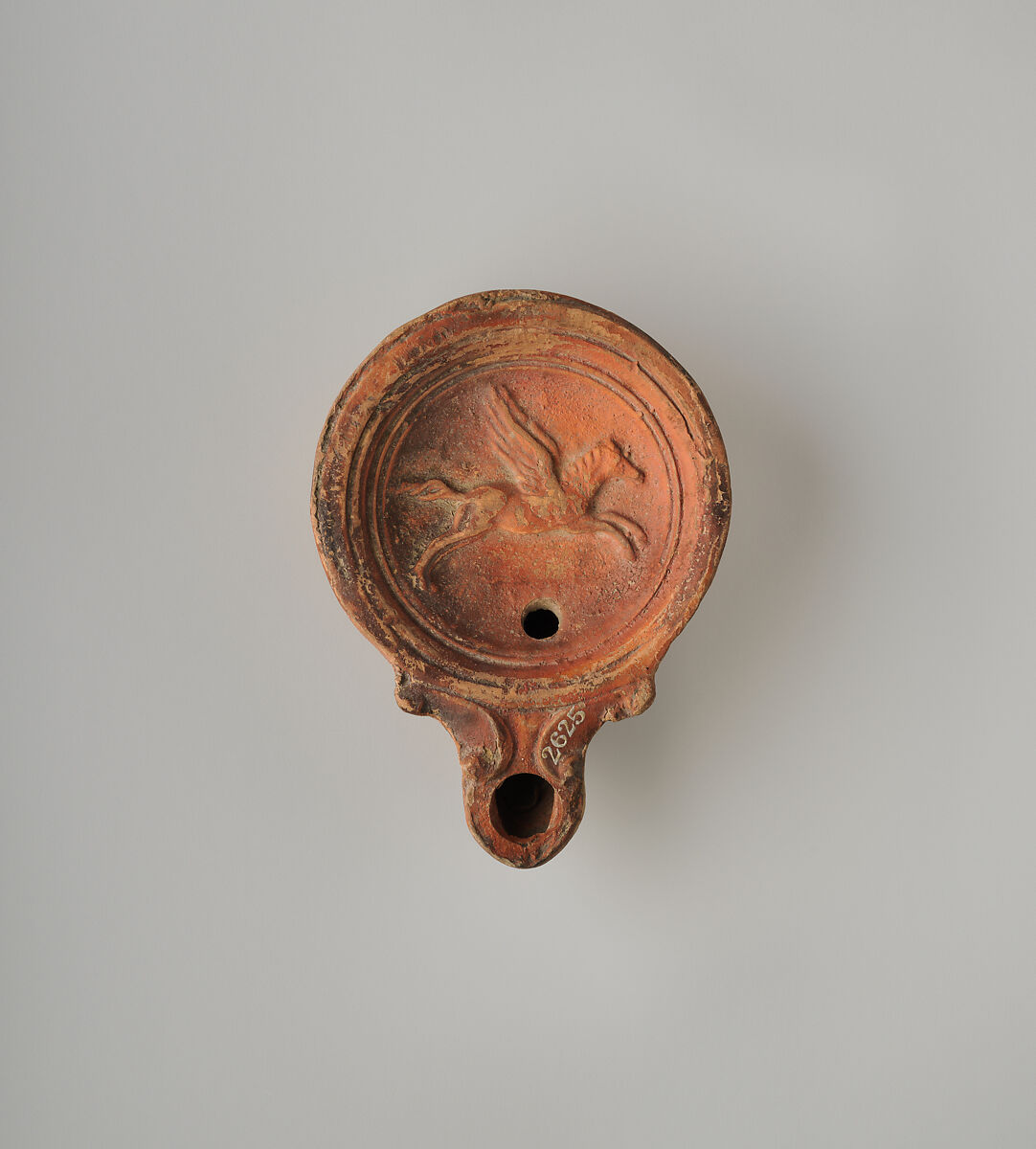 Terracotta oil lamp, Terracotta, Roman 