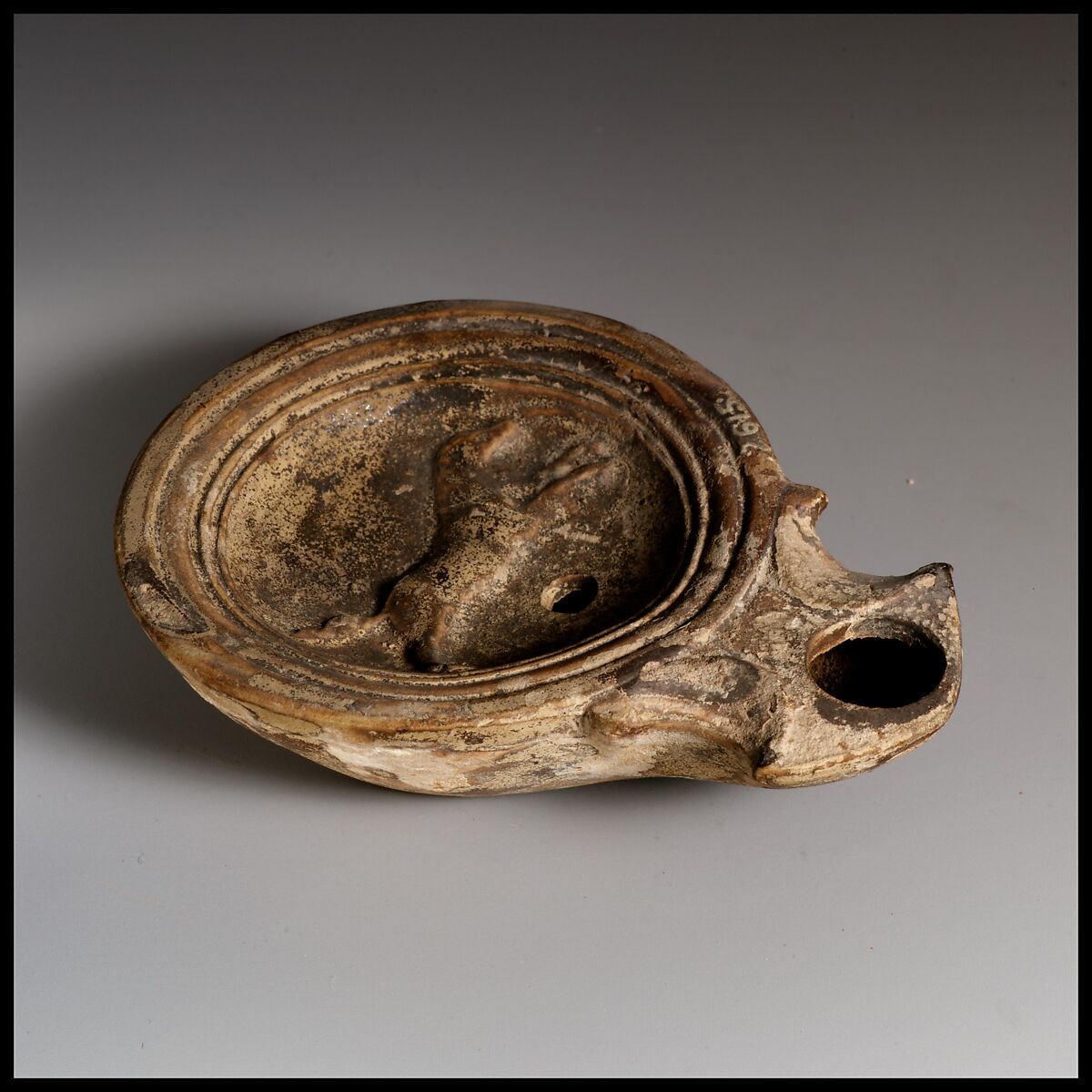 Terracotta oil lamp, Terracotta, Roman