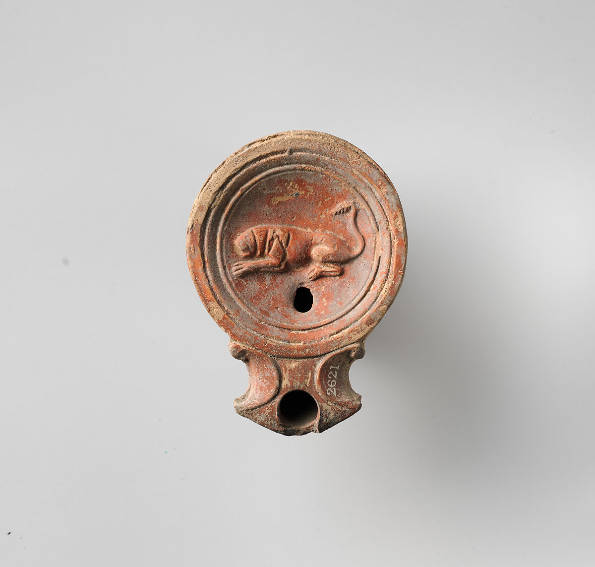 Terracotta oil lamp, Terracotta, Roman 