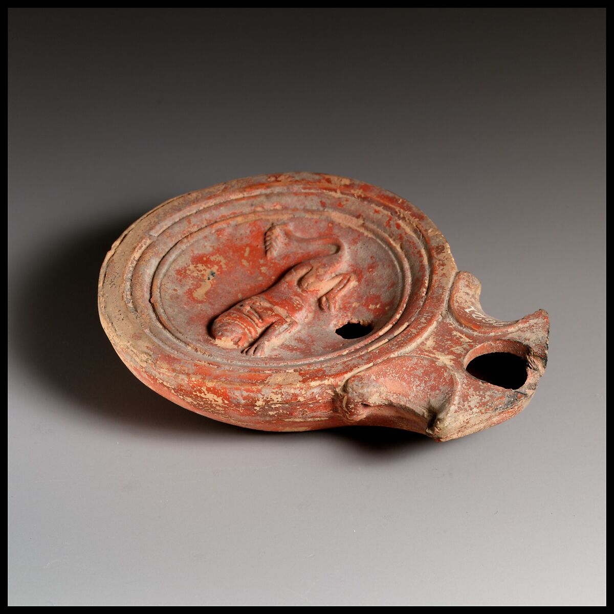 Terracotta oil lamp, Terracotta, Roman