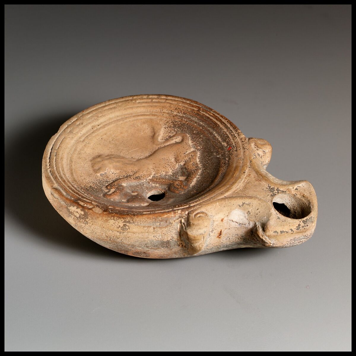 Terracotta oil lamp, Terracotta, Roman, Cypriot