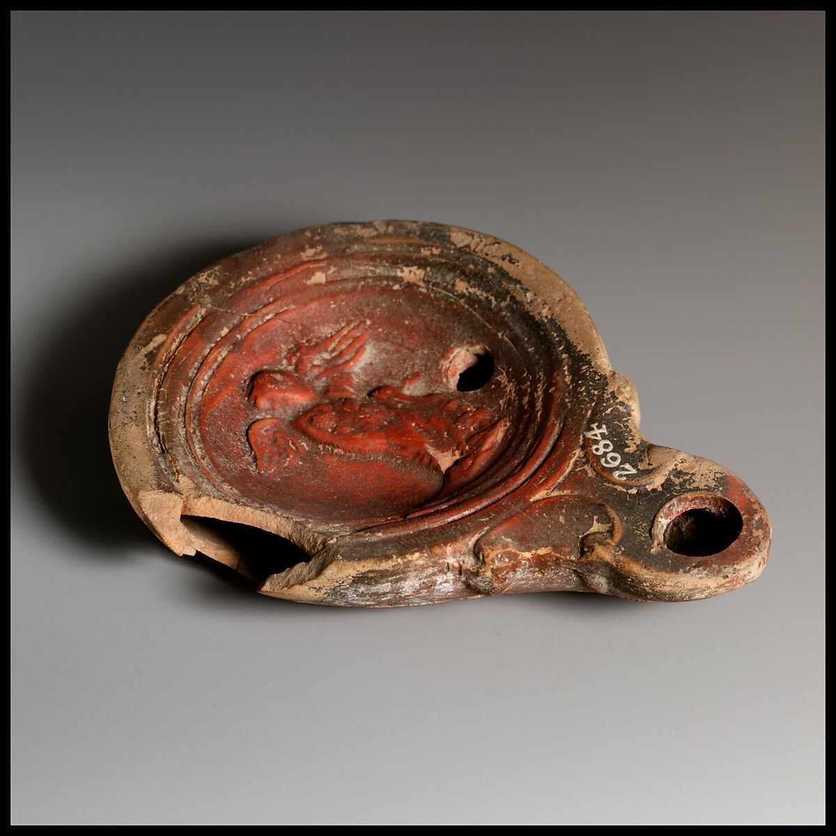 Terracotta oil lamp, Terracotta, Roman, Cypriot