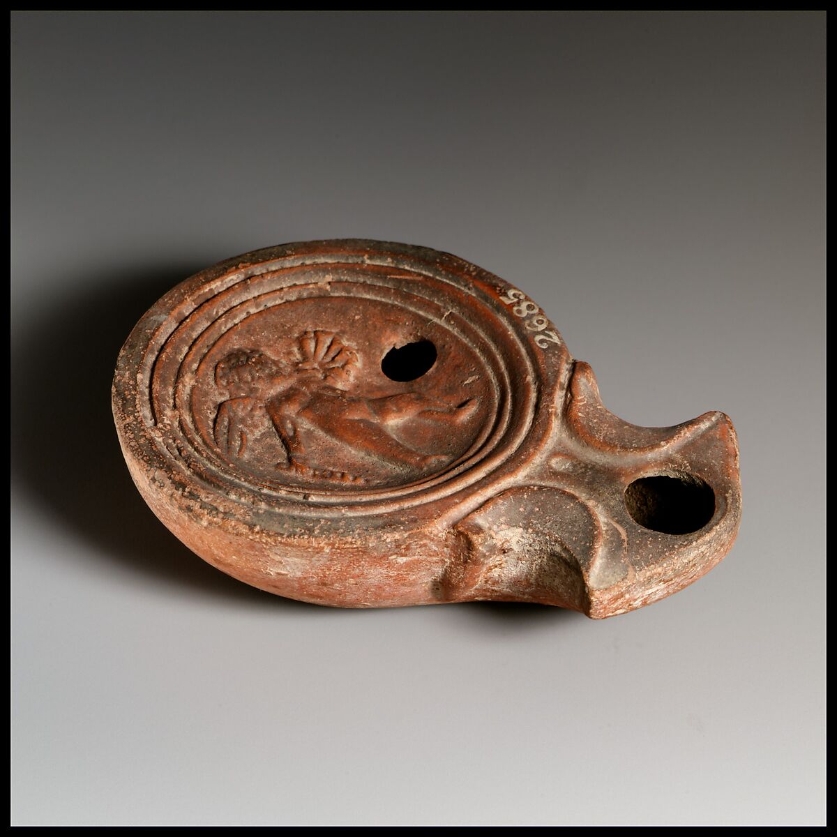 Terracotta oil lamp, Terracotta, Roman