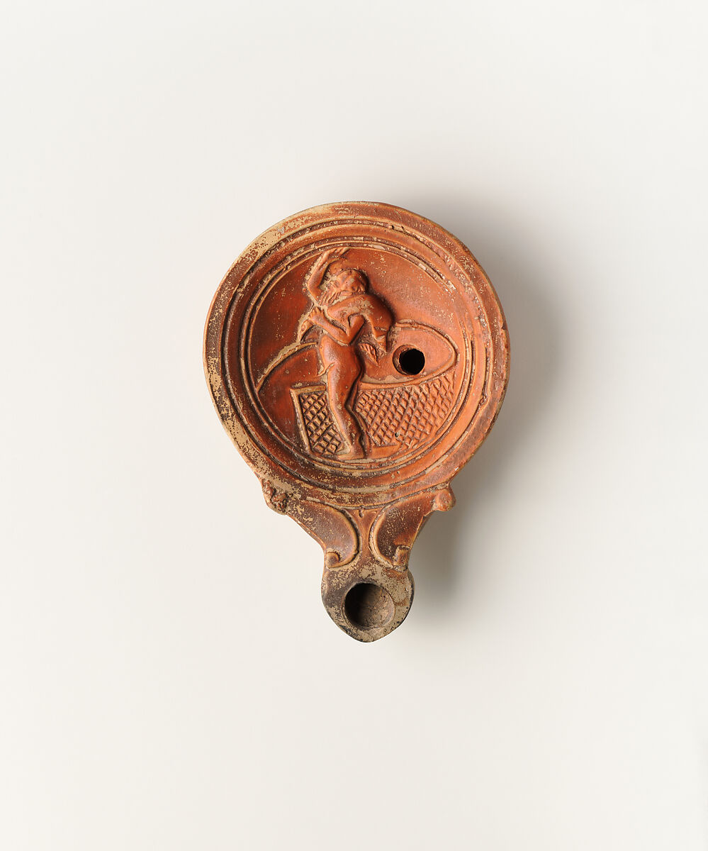 Terracotta oil lamp, Terracotta, Roman, Cypriot 