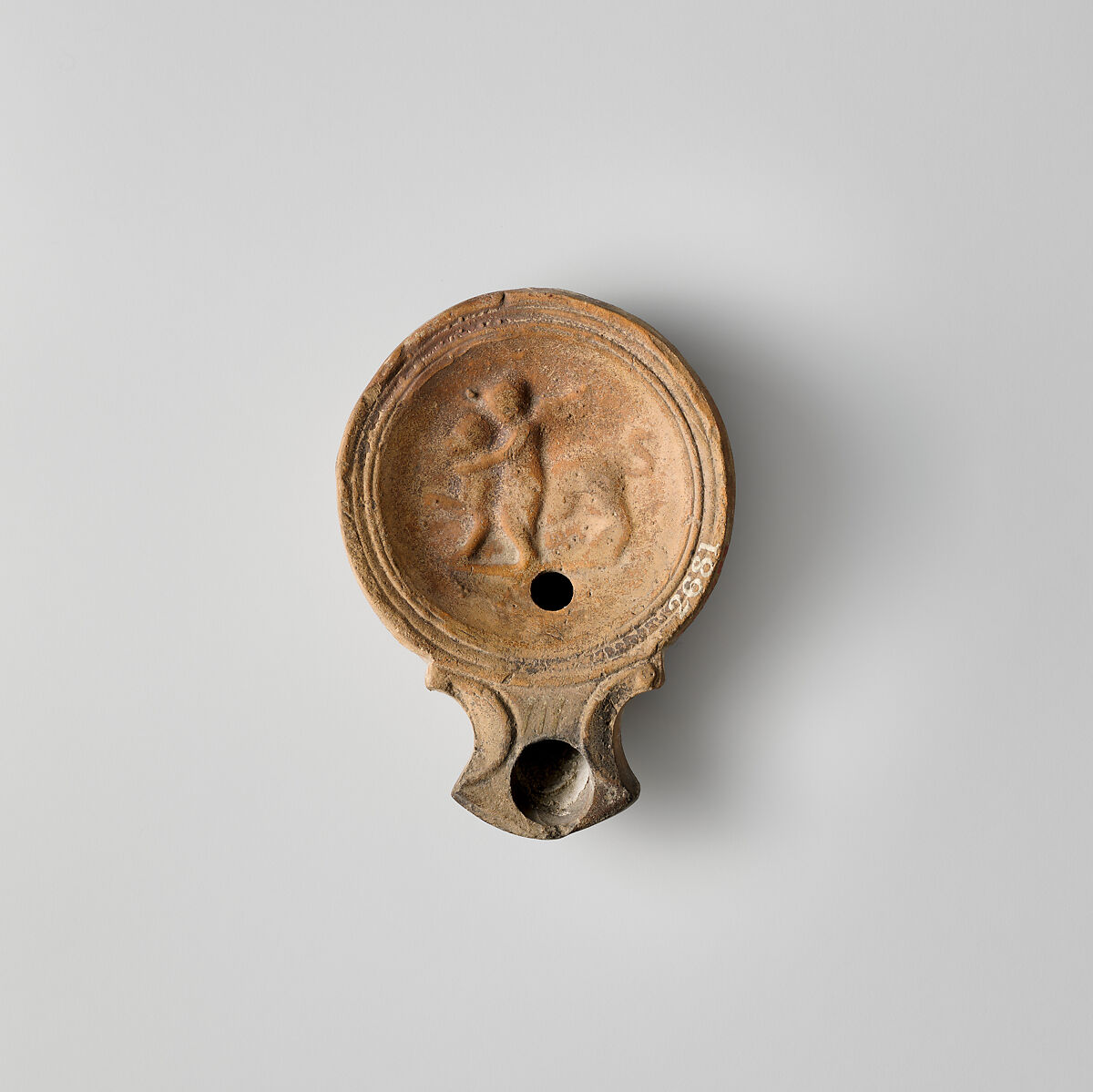 Terracotta oil lamp, Terracotta, Roman 