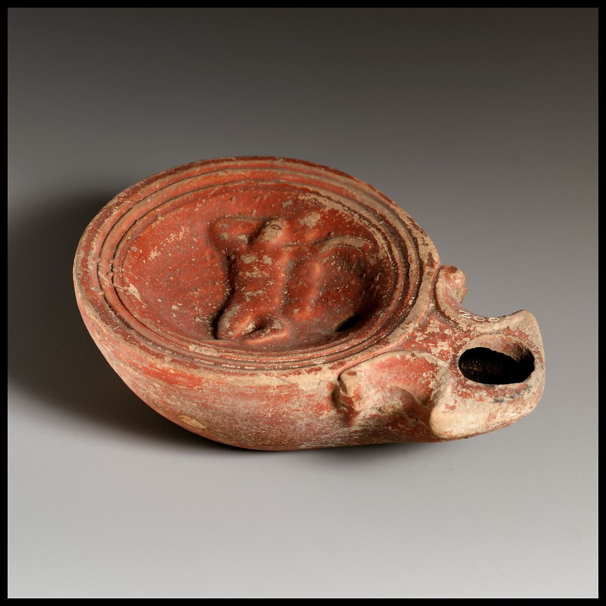 Terracotta oil lamp, Terracotta, Roman
