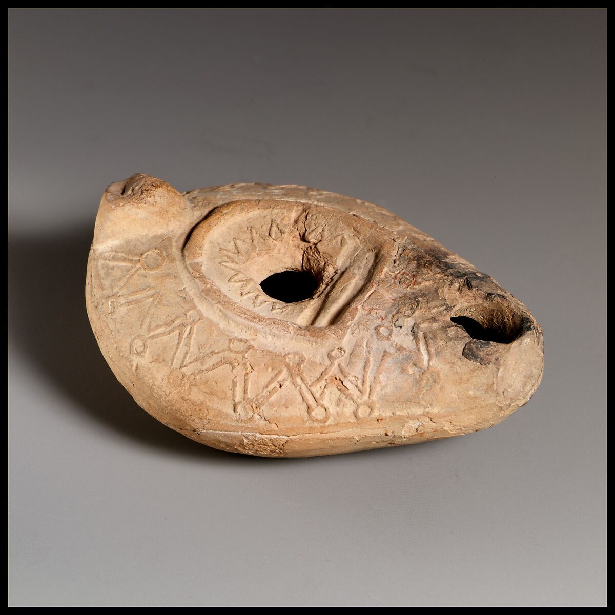 Terracotta oil lamp, Terracotta, Roman