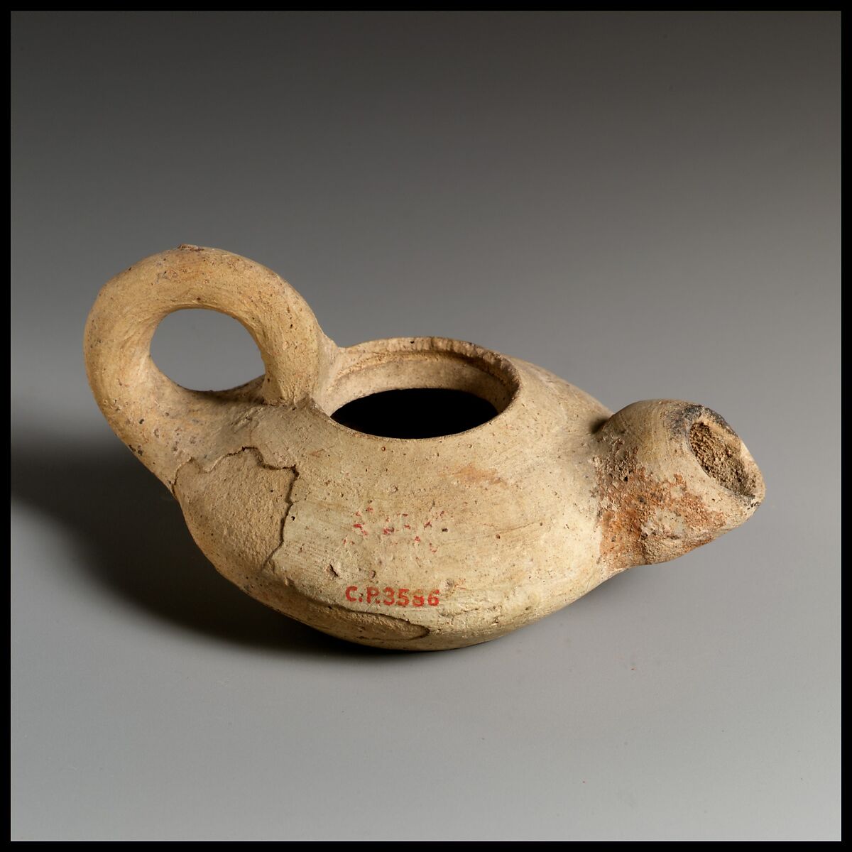 Terracotta oil lamp, Terracotta, Roman
