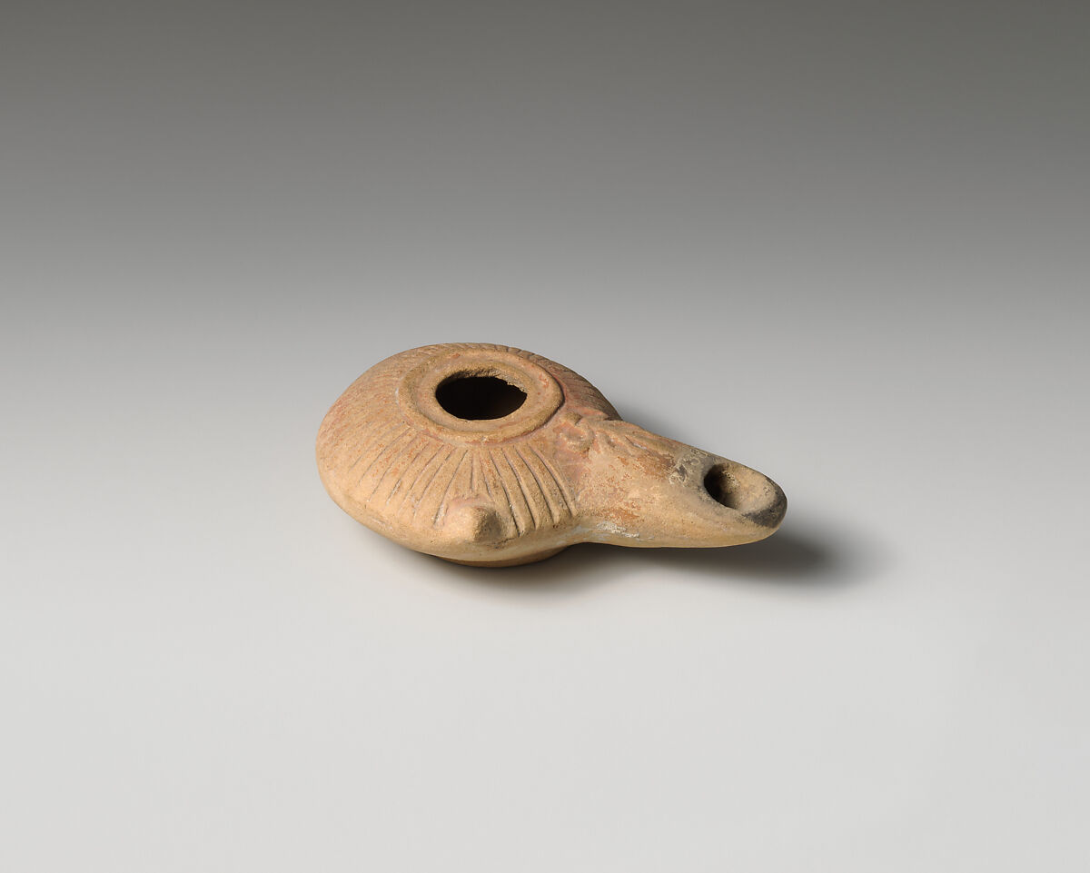 Terracotta oil lamp, Terracotta, Greek 