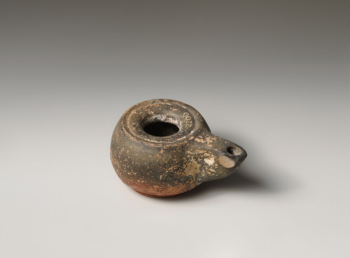 Terracotta oil lamp, Terracotta, Greek, Attic 