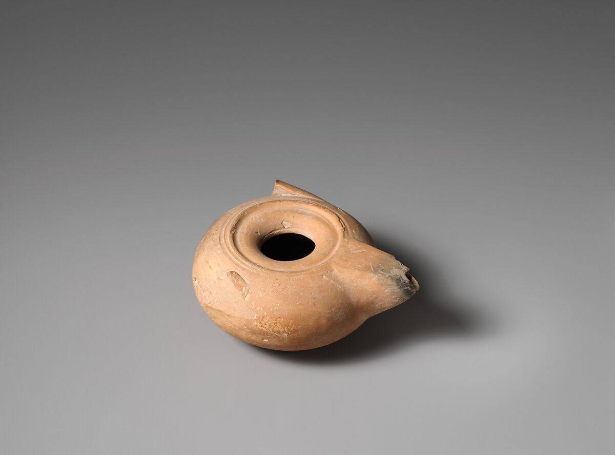 Terracotta oil lamp, Terracotta, Greek 